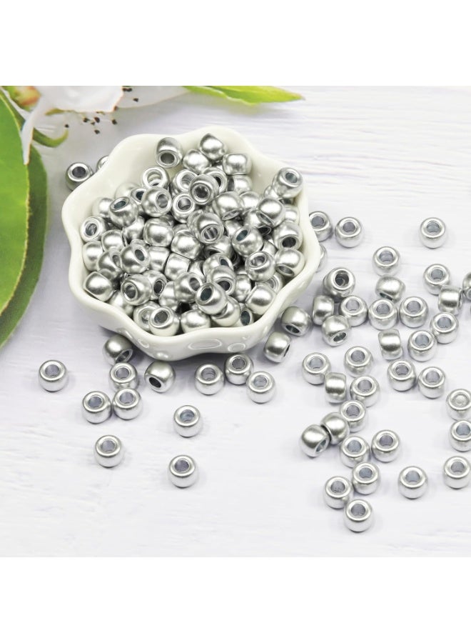 Capstro Large Hole 6×9 mm Acrylic Pony Beads for Jewelry Making – Bulk Craft Beads for Bracelets, Necklaces, Hair Braids & DIY Arts and Crafts – Matte silver - Image 2